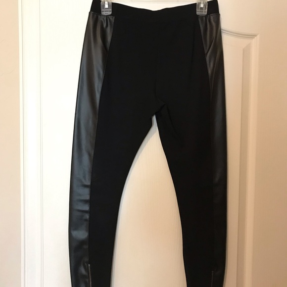 Black Nordstrom leggings with leather - Picture 2 of 4